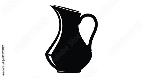 A striking black silhouette of a classic pitcher with a curved body and elegant handle silhouette high quality professional