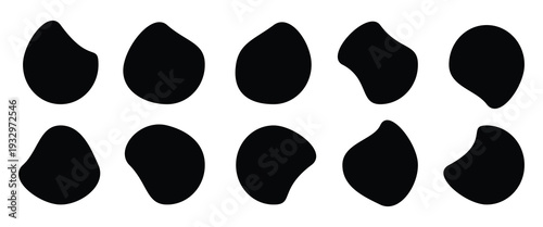 Blobs icon. Rock black icons. Different drops in modern style. Drops or stone silhouettes. Modern blob shape design elements isolated on white backdrop. 