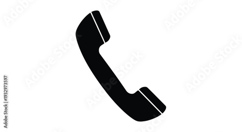 A stark black silhouette of a vintage telephone handset against a bright white background emphasizing communication technology silhouette