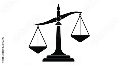 A striking black and white image of scales of justice symbolizing balance fairness and legal decision making silhouette high quality