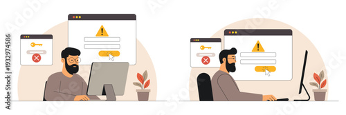 User Login Error Alert With Password Protection And Cyber Security Concept Vector Illustration