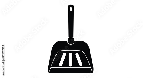 A stark black silhouette of a dustpan and brush a common household cleaning tool stands out prominently silhouette