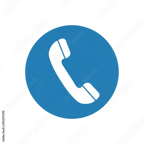 A blue circle with a white phone icon isolated on transparent background