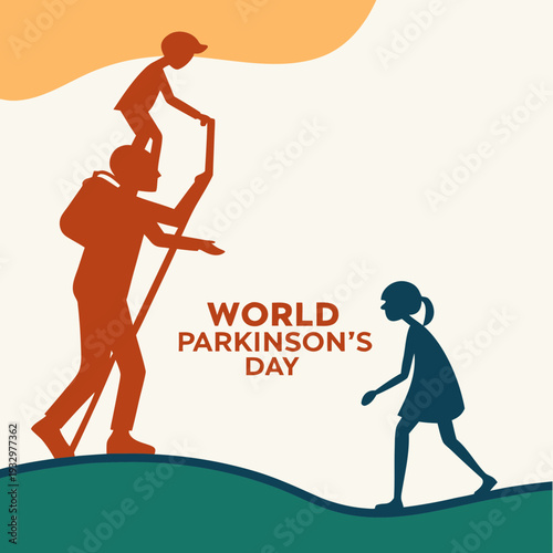 World parkinsons day people helping each other climb over hurdles symbolizing support and overcoming challenges together in life and health