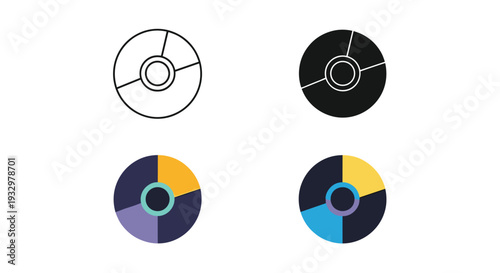 Pie Chart Data Analysis Icon Set Business Insights