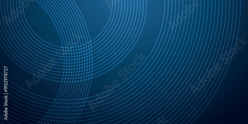 Dark blue gradient abstract background with modern glowing circle lines decoration. Futuristic minimalist geometric line vector design pattern. VOL. 3