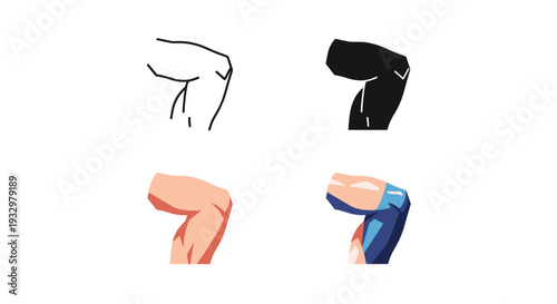 Arm Muscle Flex Strength Icon Set Commercial