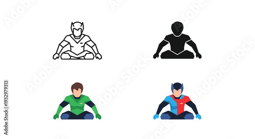 Superhero Meditation Icons Business