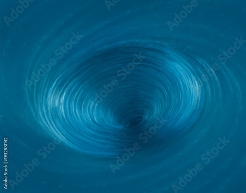 Vector illustration of a whirlpool with waves on the sea, ocean, or river. Spiral, funnel, whirlpool on a blue-turquoise background. 