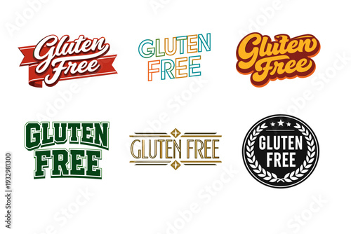 Diverse gluten free logos collection featuring various typography and styles