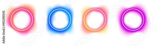 Glowing circle gradients with smooth transitions and radiant light bursts create an ethereal aura, perfect for digital art, UI backgrounds and futuristic interface design. png