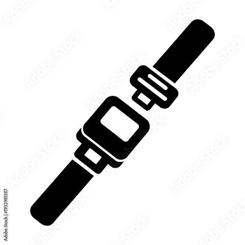 A black seatbelt buckle illustration with a simple stark silhouette high quality