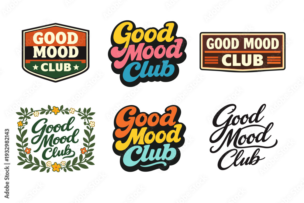Obraz premium Good mood club logos in various vibrant designs and styles