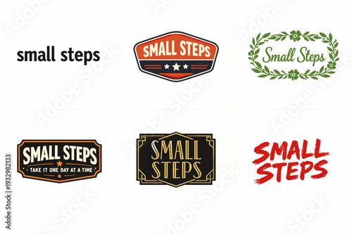 Various small steps logos in different styles and designs
