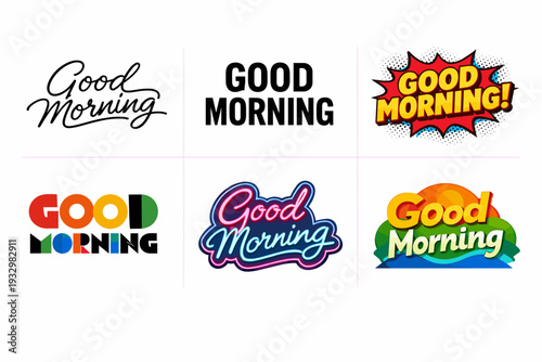 Creative good morning typography collection in various styles and colors