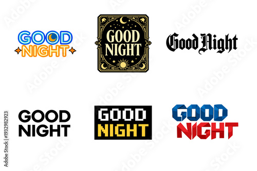 Creative good night typography designs in various styles