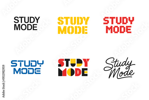 Study mode logo variations in different fonts and colors