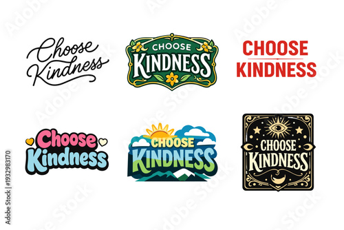 Choose kindness: diverse typography designs promoting positivity