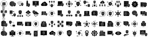 Cybersecurity vector icon set. Firewall illustration sign collection. Web protection symbol. Cyber security web icon.