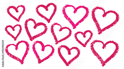 Whimsical Collection of Pink Hand-Drawn Hearts for Love, Romance, and Valentine's Day Designs