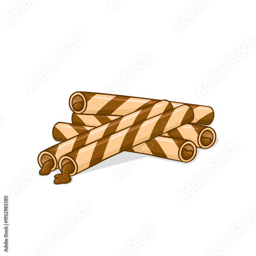 Crispy Chocolate Filled Wafer Sticks Dessert Vector Graphic