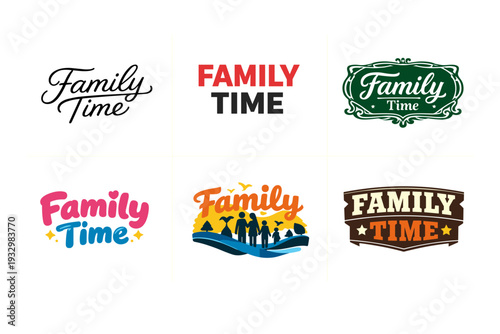 Family time logos collection with varied styles and designs