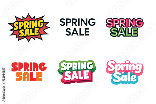Spring sale logos: vibrant and colorful seasonal design collection