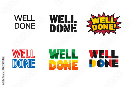 Colorful and creative well done text designs in various styles