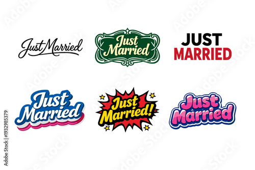 Creative just married designs in various typography styles