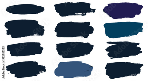 Collection of black brush strokes on white background