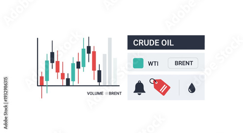 Vector graphic oil market analysis and tracking illustration