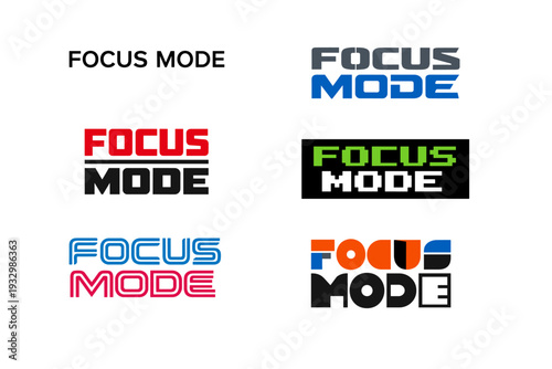 Focus mode logo variations in bold and modern styles