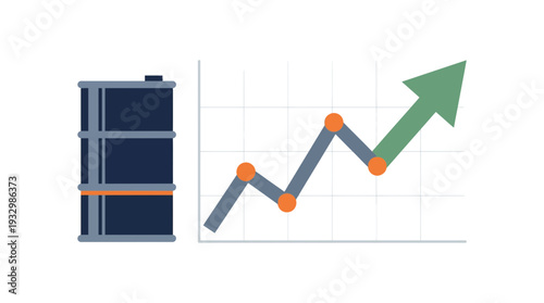 Vector graphic shows rising oil price trend illustration