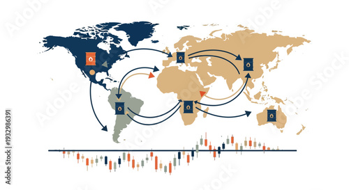Global oil trade routes vector illustration market analysis
