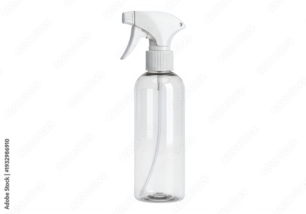Obraz premium Clear spray bottle with white nozzle isolated on transparent background