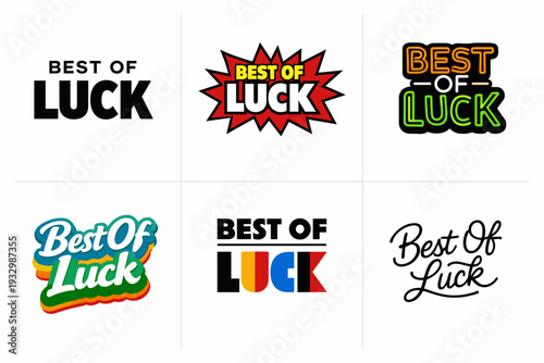 Best of luck text designs collection with bold and colorful styles