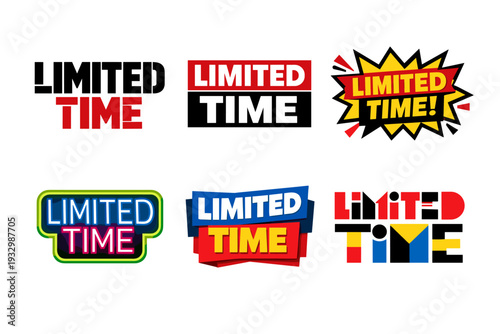 Colorful limited time sale banners with bold typography and dynamic designs