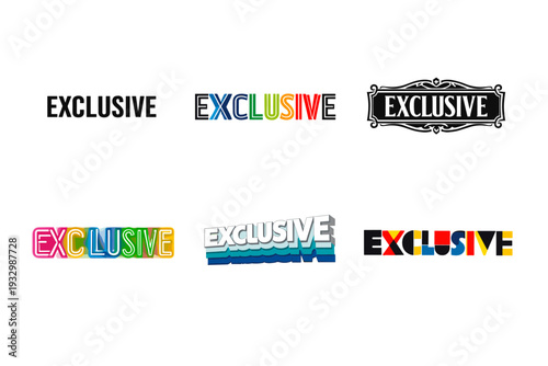 Colorful and vintage exclusive text logos collection