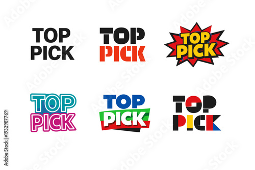 Variety of colorful top pick graphic design logos in bold styles