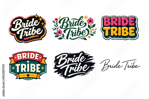 Bride tribe logo collection with varied styles and colors
