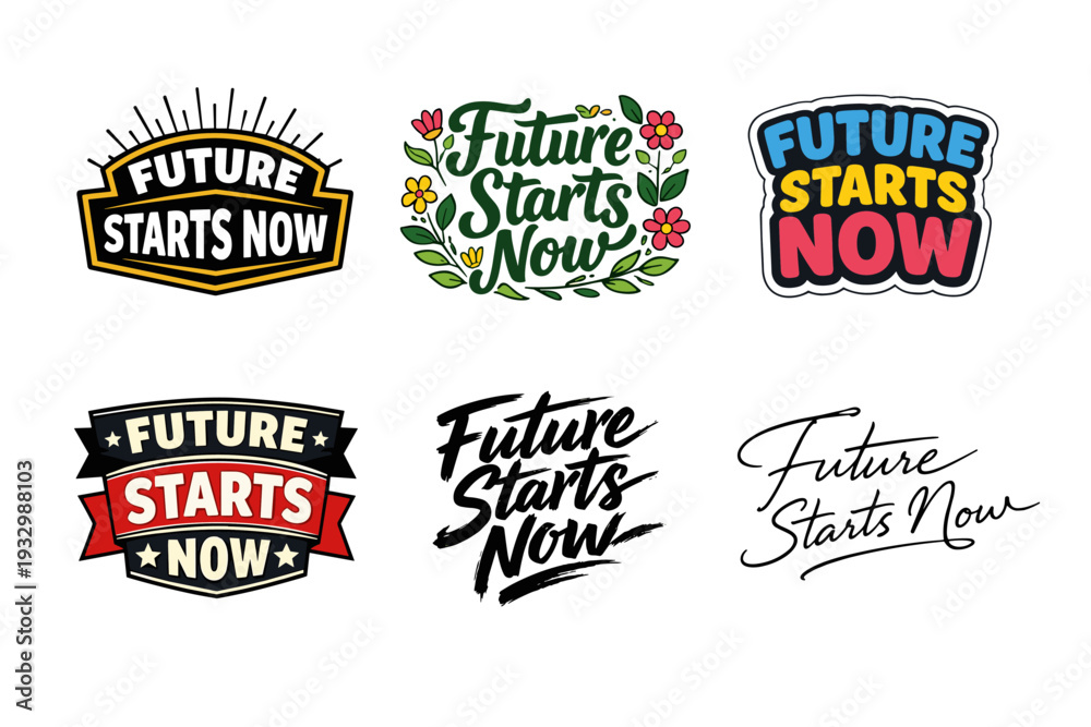 Fototapeta premium Future starts now: creative typography designs in various styles