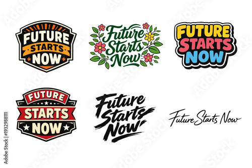 Future starts now typography designs with various artistic styles