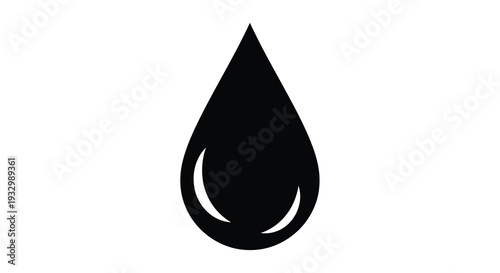A stark black teardrop shape against a white background presents a minimalist evocative image of sadness grief or loss silhouette