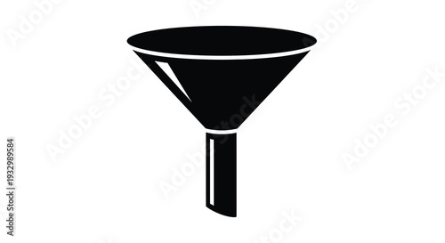 A stark black silhouette of a funnel showcasing a simple iconic design against a white background silhouette high quality