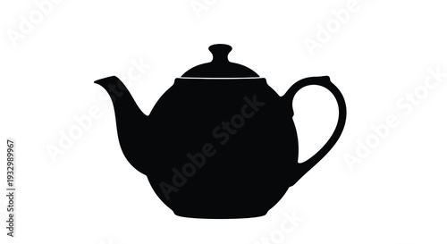 A stark black silhouette of a classic teapot showcasing its elegant form and detailed curves silhouette high quality professional