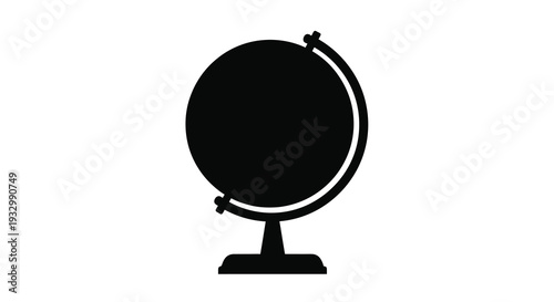 A stark black depiction of a classic terrestrial globe representing the world with a distinct silhouette high quality professional