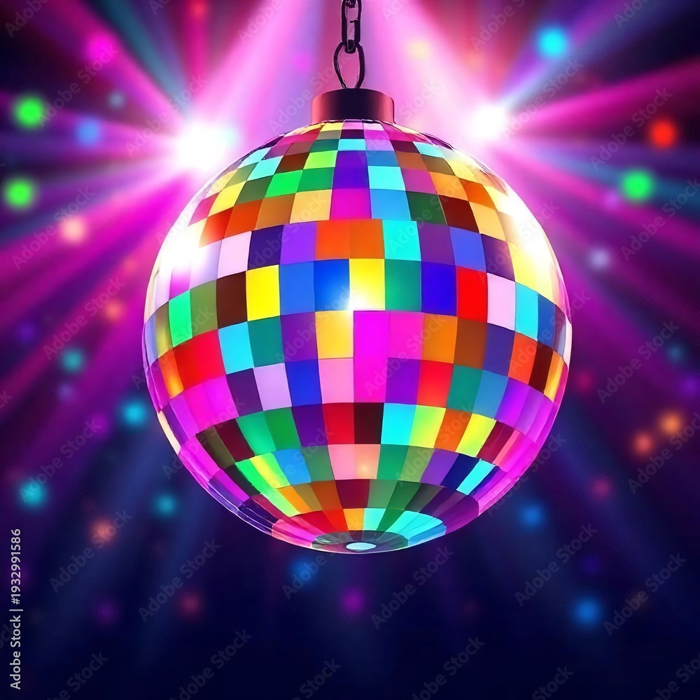 Fototapeta premium disco ball with disco lights
