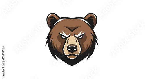 Bear logo on white background. Angry bear head logo design. Bear head mascot. Bear vector logo.  