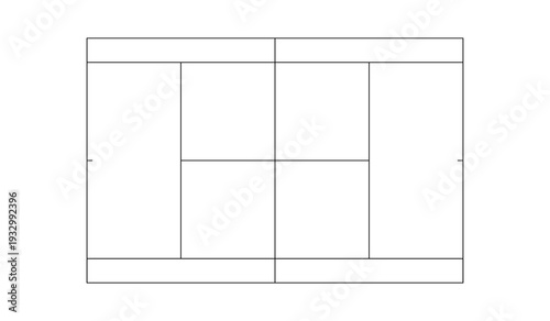Professional Tennis Court Floor Plan Isolated on a Transparent Background.	