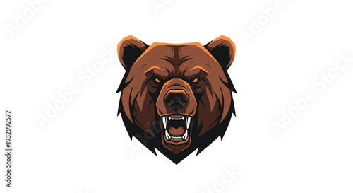 Bear logo on white background. Angry bear head logo design. Bear head mascot. Bear vector logo.  